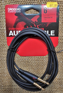 D'ADDARIO PW-MPTS-06 Custom Series 1/8” to Dual 1/4” Audio Cable (1.8m)